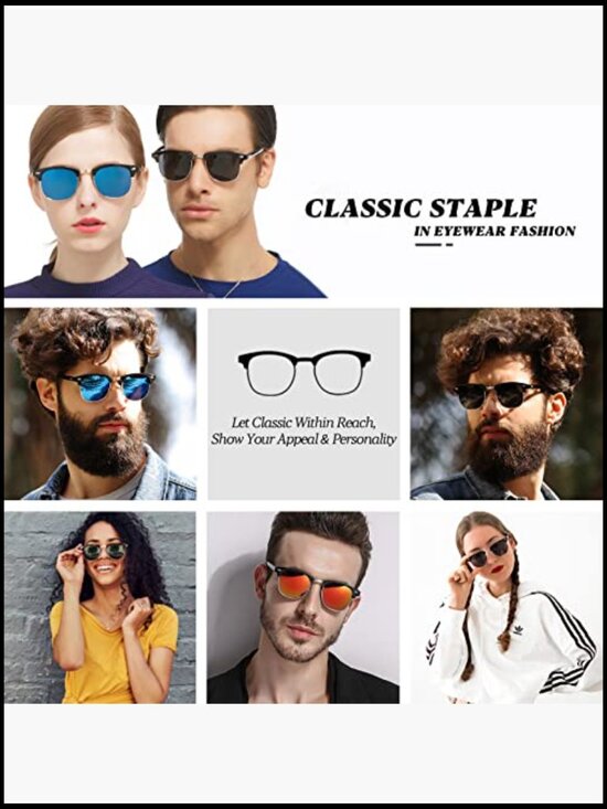 Polarized Sunglasses for Men Women Retro Semi Rimless UV Protection main image 6